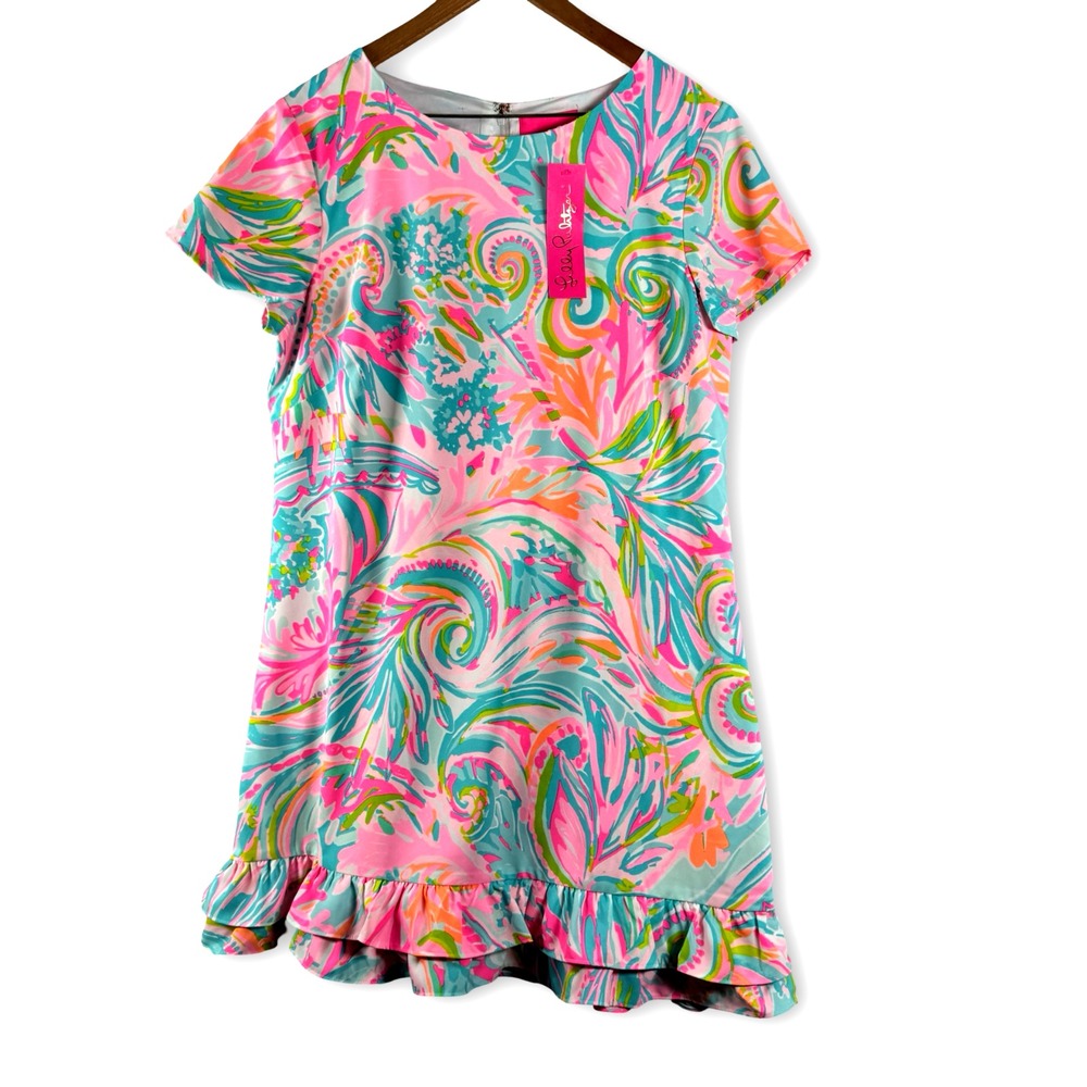 New Lilly Pulitzer Womens Masey Romper Carnivale Coral Sz 14